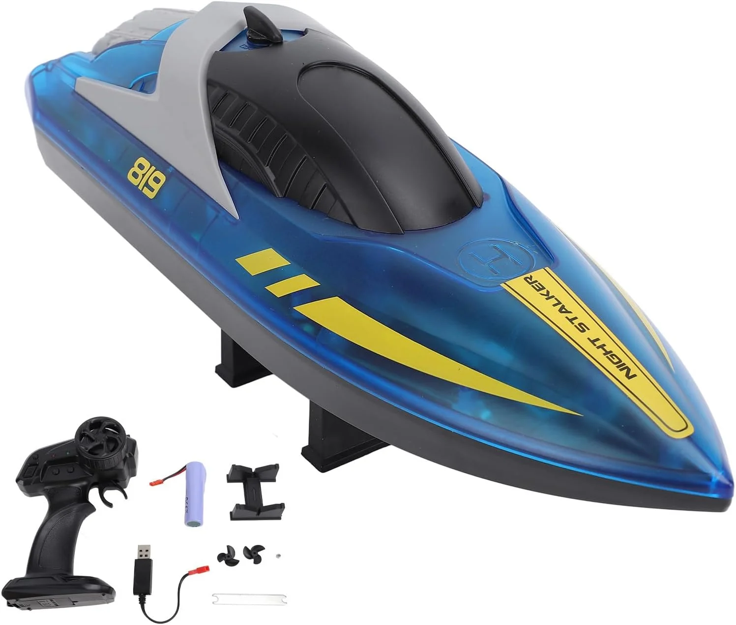 قایق کنترل از راه دور، پلاستیک استیل ضد زنگ 2.4 گیگاهرتز مناسب استخر و دریاچه کودکان