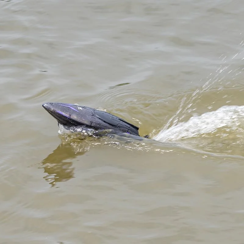 قایق کنترلی آزون با چراغ های LED - هدیه اسباب بازی آبی در فضای باز برای کودکان - زیردریایی کنترل از راه دور 2.4 گیگاهرتزی، قایق های مسابقه ای، برای استخرها، دریاچه ها، حوضچه ها (مشکی)