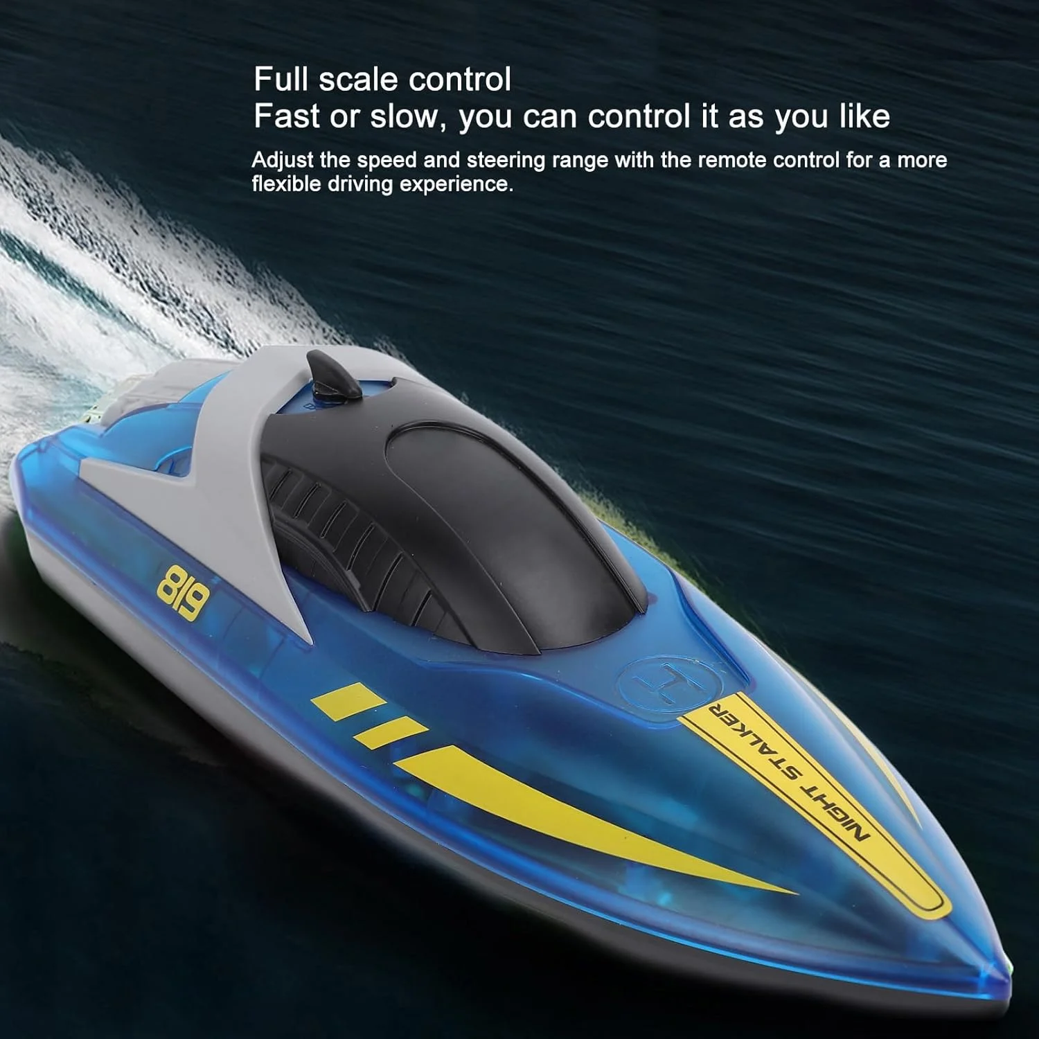 قایق کنترل از راه دور، پلاستیک استیل ضد زنگ 2.4 گیگاهرتز مناسب استخر و دریاچه کودکان