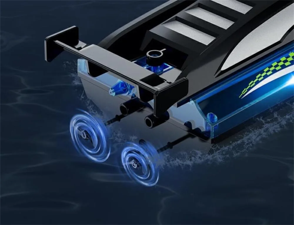 قایق کنترلی Azonee برای کودکان، قایق RC برای 8 سال به بالا، چراغ های LED، مناسب برای استفاده در استخر و دریاچه، قایق الکتریکی کنترل از راه دور (آبی)