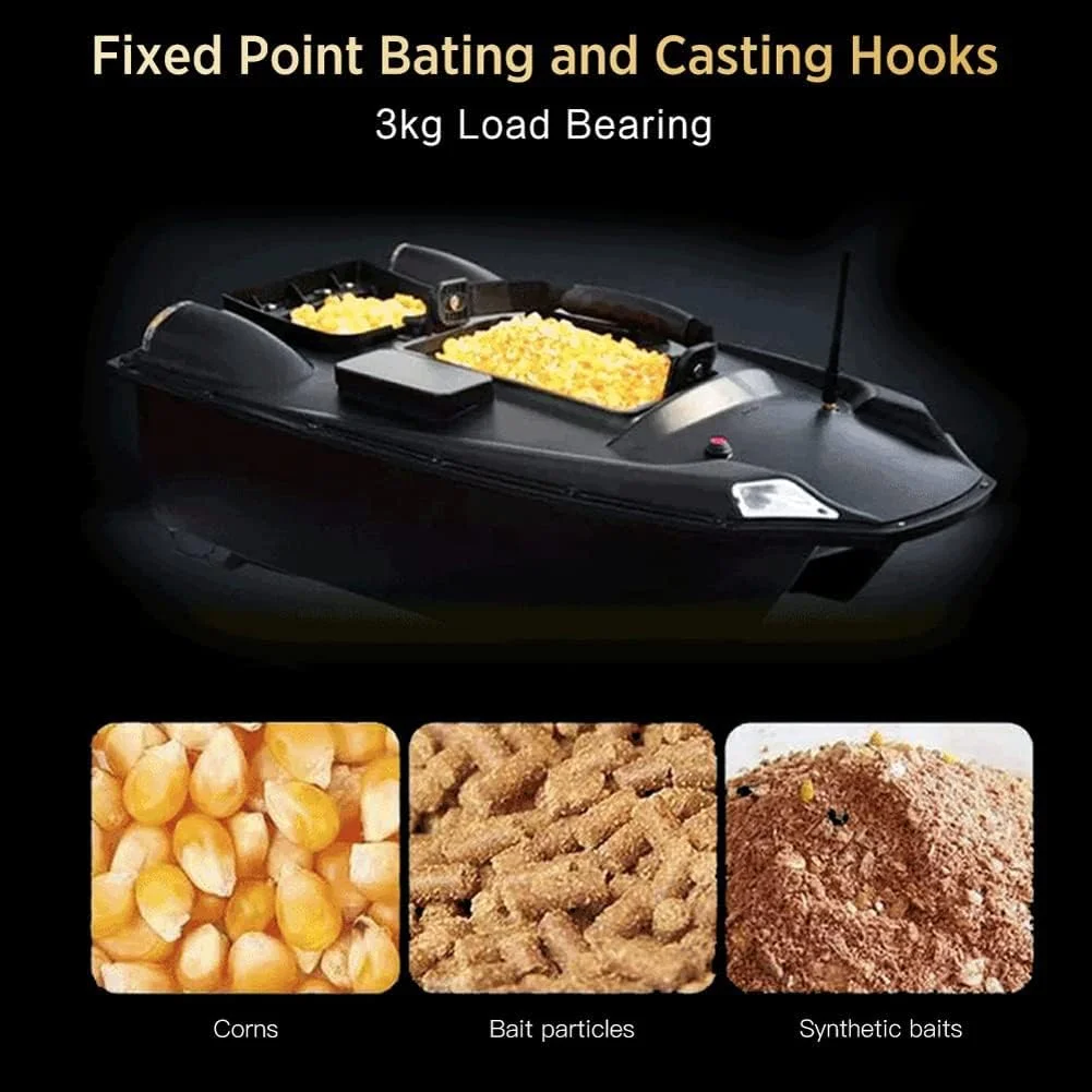 قایق طعمه سه انباره 500M RC با موتور دوگانه، باتری 10400mah، موقعیت یابی GPS و بازگشت خودکار، کنترل از راه دور