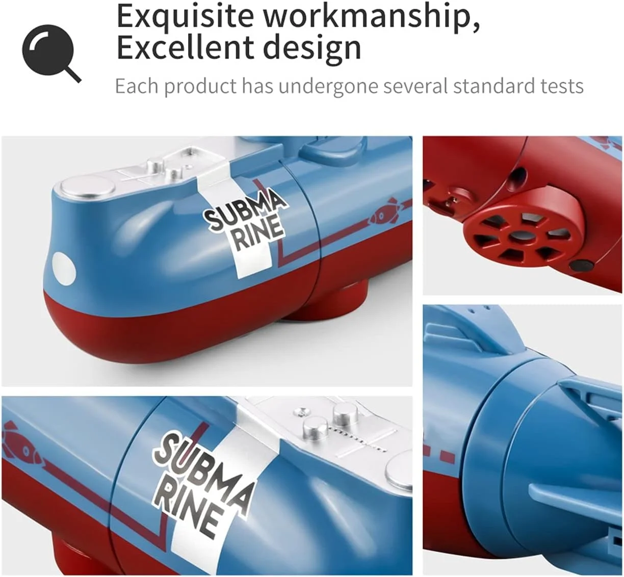 کابل USB، زیردریایی مینی RC 6 کاناله کنترل از راه دور قایق ضد آب مدل شبیه سازی اسباب بازی غواصی هدیه برای کودکان (آبی)