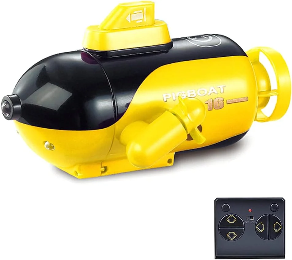 زیردریایی مینیاتوری کنترل از راه دور موریلیان، اسباب بازی کنترل از راه دور 4 کاناله، حرکت به جلو/غواصی، عقب/بالا آمدن، چرخش به چپ، چرخش به راست - زرد