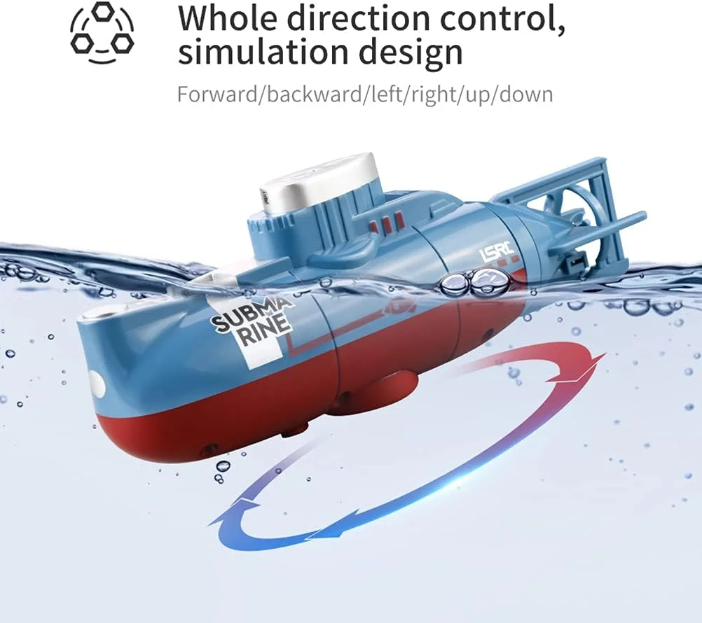 اسباب بازی کشتی زیردریایی مینی با کنترل از راه دور JTLB برای کودکان به همراه چراغ، باتری قابل شارژ، ایده آل برای کودکان (سفید)
