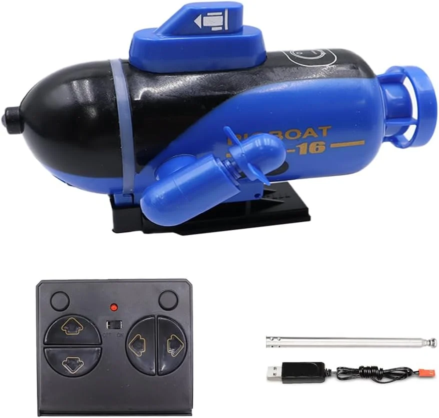 مینی زیردریایی کنترلی 4 کاناله، قایق کنترل از راه دور بامزه، چراغ زیرآبی برقی برای آکواریوم، وان حمام، هدیه تولد