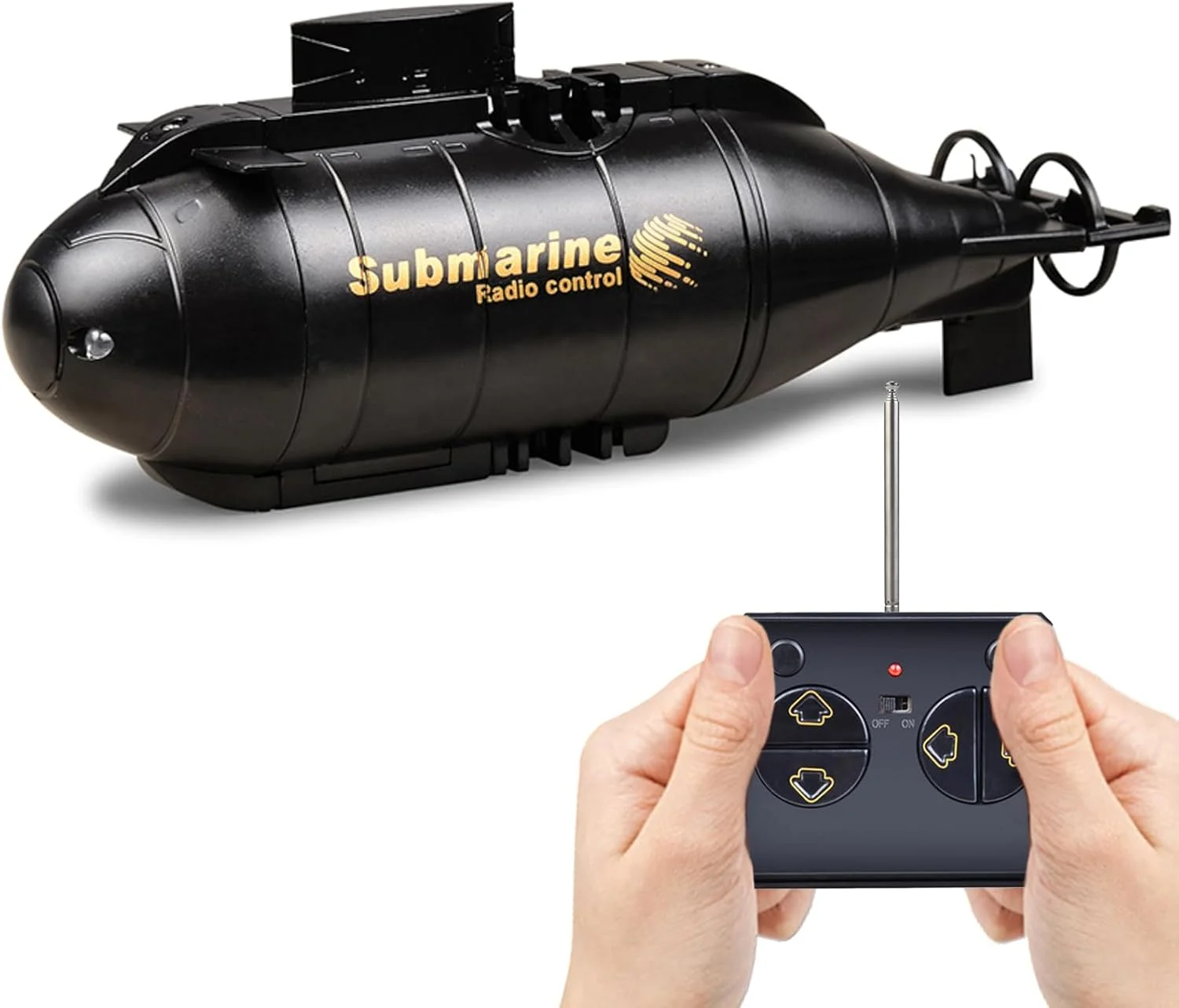 مینی قایق زیردریایی کنترل از راه دور، قایق زیردریایی کنترل از راه دور 2.4G با 6 کانال، شبیه سازی قایق زیردریایی با چراغ های LED با قابلیت چرخش 360 درجه، اسباب بازی هدیه برقی آبی RC برای کودکان در استخر تابستانی