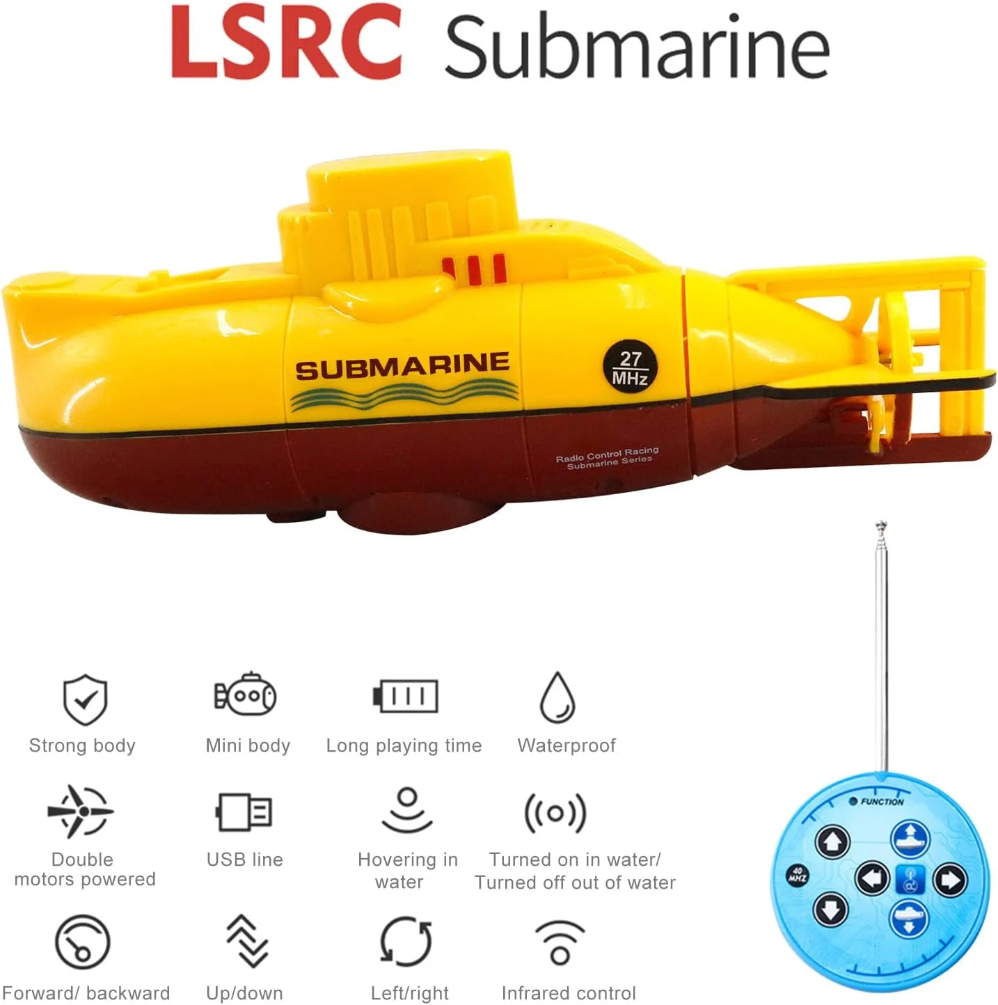 زیردریایی مینی RC مدل GoolRC، قایق کنترل از راه دور، اسباب بازی غواصی ضد آب، هدیه برای کودکان پسر و دختر (زرد) زیردریایی مینی RC مدل GoolRC، قایق کنترل از راه دور، اسباب بازی غواصی ضد آب، هدیه برای کودکان پسر و دختر (زرد)