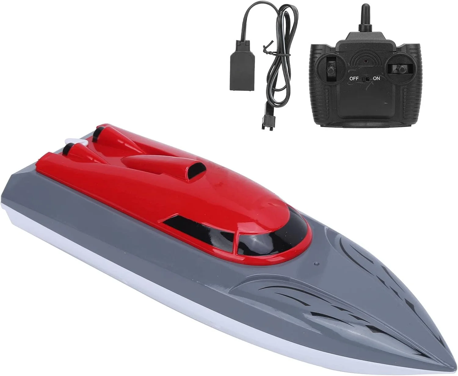 قایق کنترلی از راه دور، اسباب بازی زیردریایی، قایق مسابقه ای ضد آب، قابل شارژ برای سنین بالای 14 سال (قرمز)