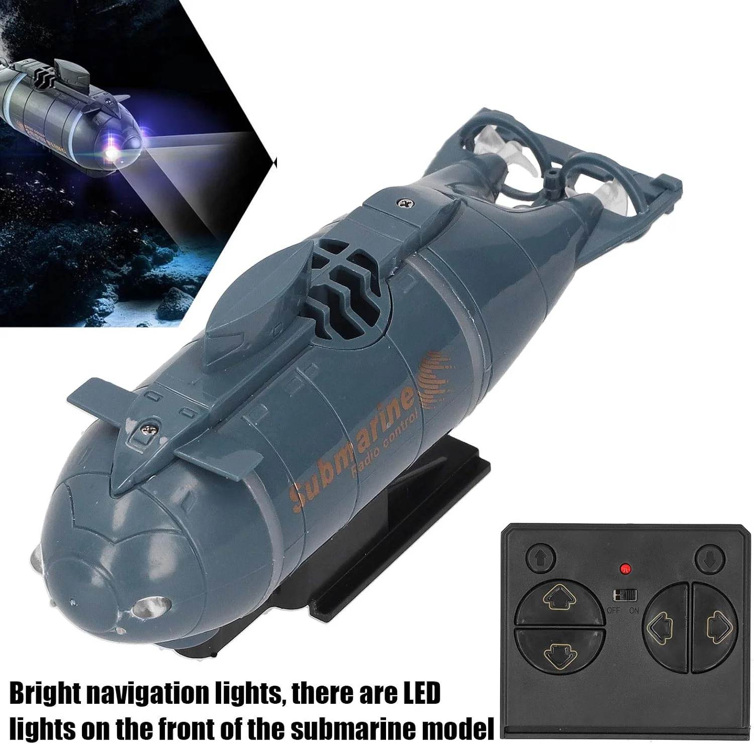 زیردریایی کنترلی، زیردریایی مینیاتوری ضد آب برقی با کنترل از راه دور 6 کاناله بی سیم 2.4G (رنگ: آبی)