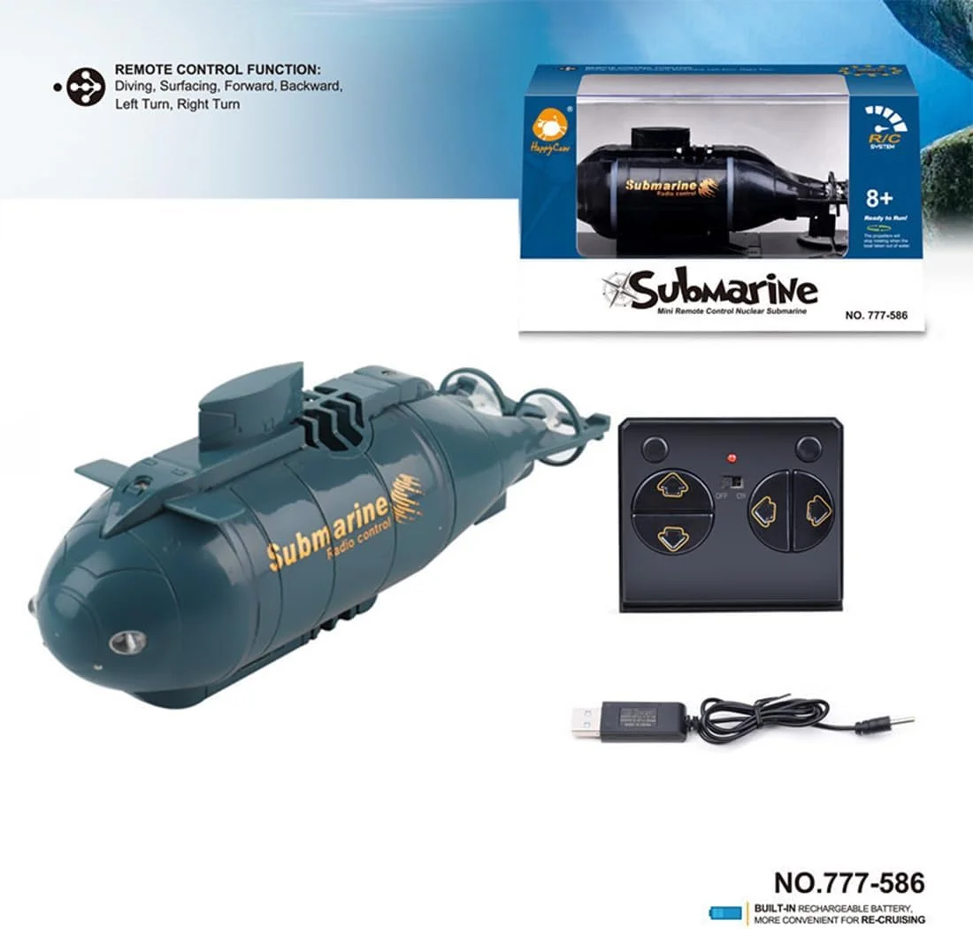 مینی زیردریایی هسته ای RC با قابلیت بالا آمدن خودکار، قایق زیردریایی برقی غواصی 6 کاناله ضد آب با سرعت بالا برای استخرها و دریاچه، هدیه ای برای جوانان و بزرگسالان