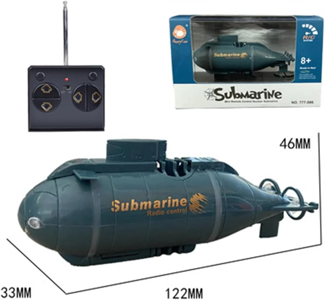 مینی زیردریایی هسته ای RC با قابلیت بالا آمدن خودکار، قایق زیردریایی برقی غواصی 6 کاناله ضد آب با سرعت بالا برای استخرها و دریاچه، هدیه ای برای جوانان و بزرگسالان