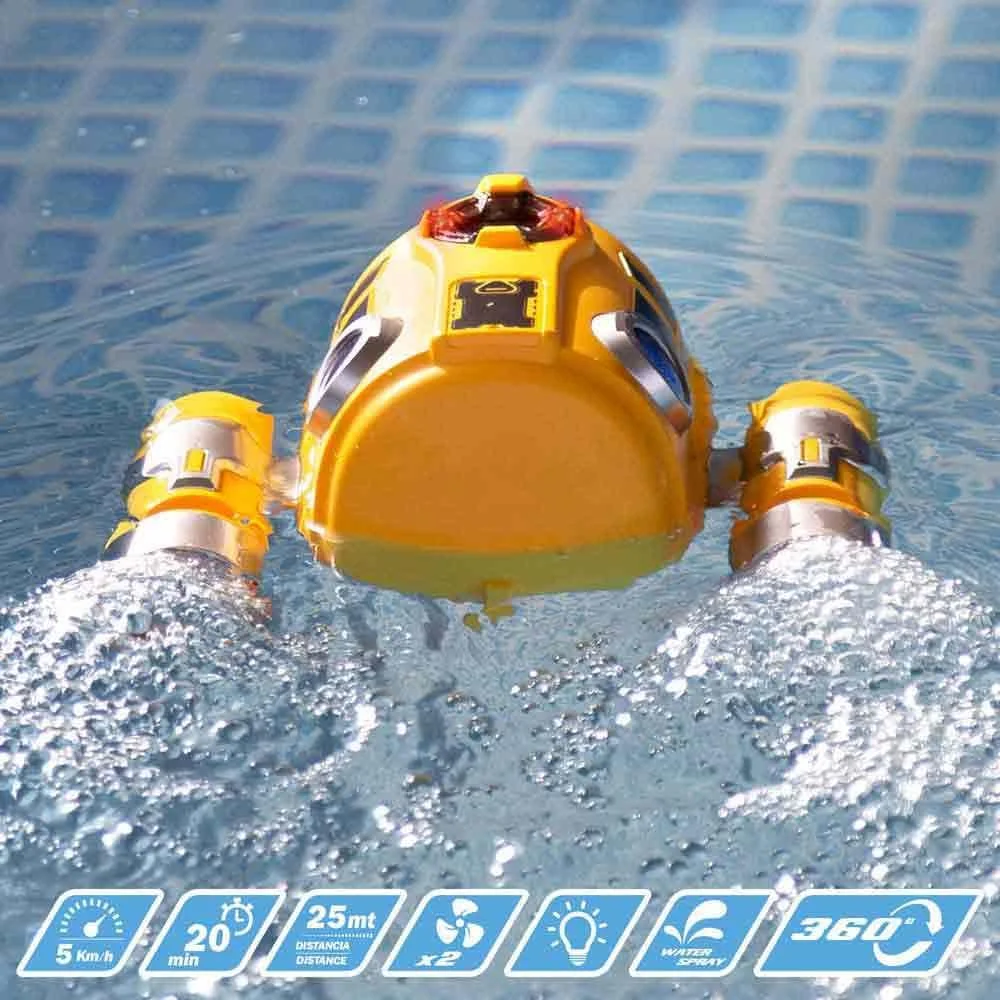 زیردریایی کنترلی ColorBaby با سرعت 5 کیلومتر در ساعت، برد 25 متر، چرخش 360 درجه، دارای چراغ و اسپری آب، فرکانس 2.4 گیگاهرتز، ضد آب، هدیه برای کودکان، اسباب بازی آبی، اسباب بازی استخر (47670)