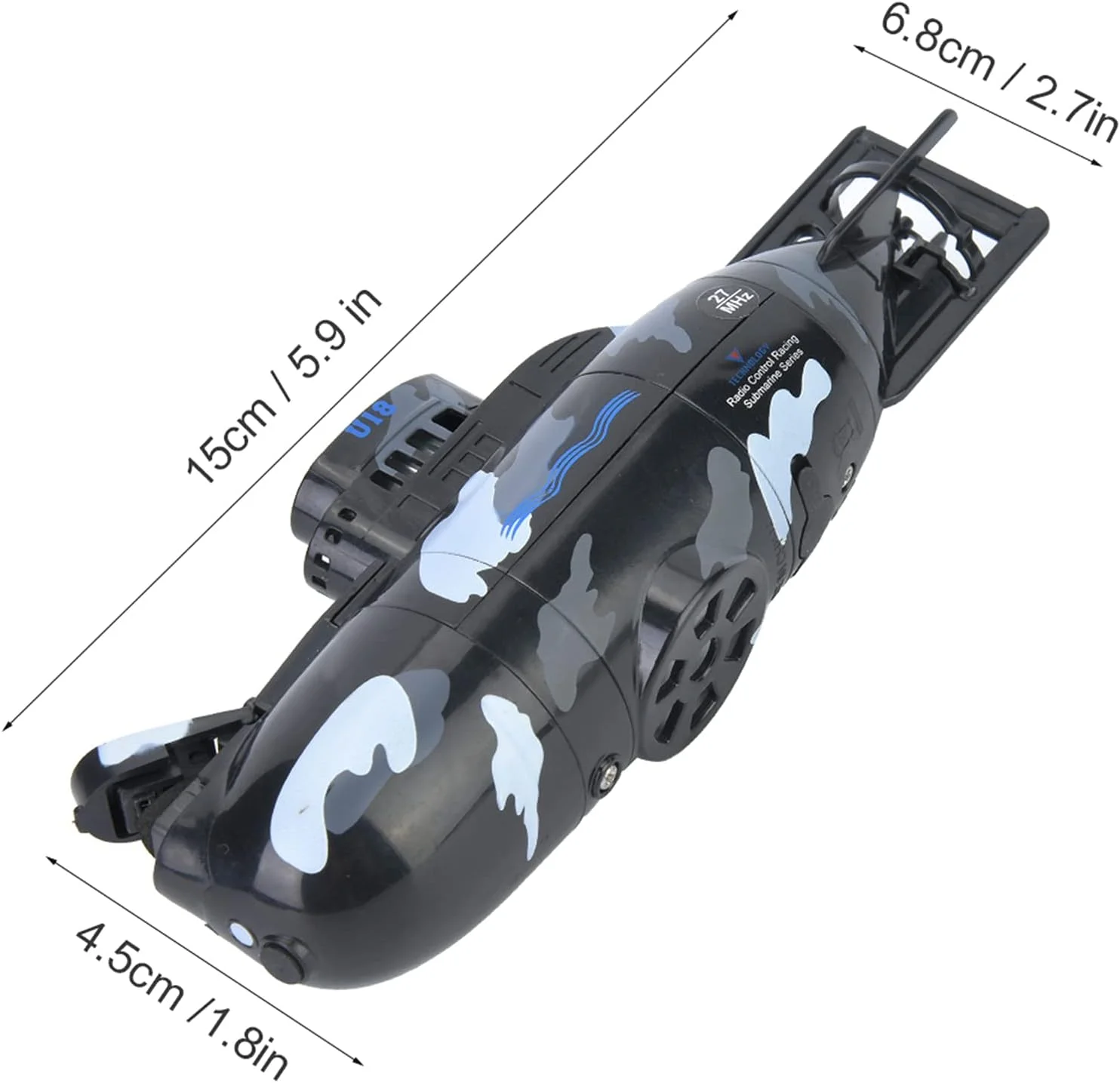 اسباب بازی زیردریایی مینی RC با 6 کانال، قایق کنترل از راه دور ضد آب، اسباب بازی غواصی برای پسران و دختران (مشکی)