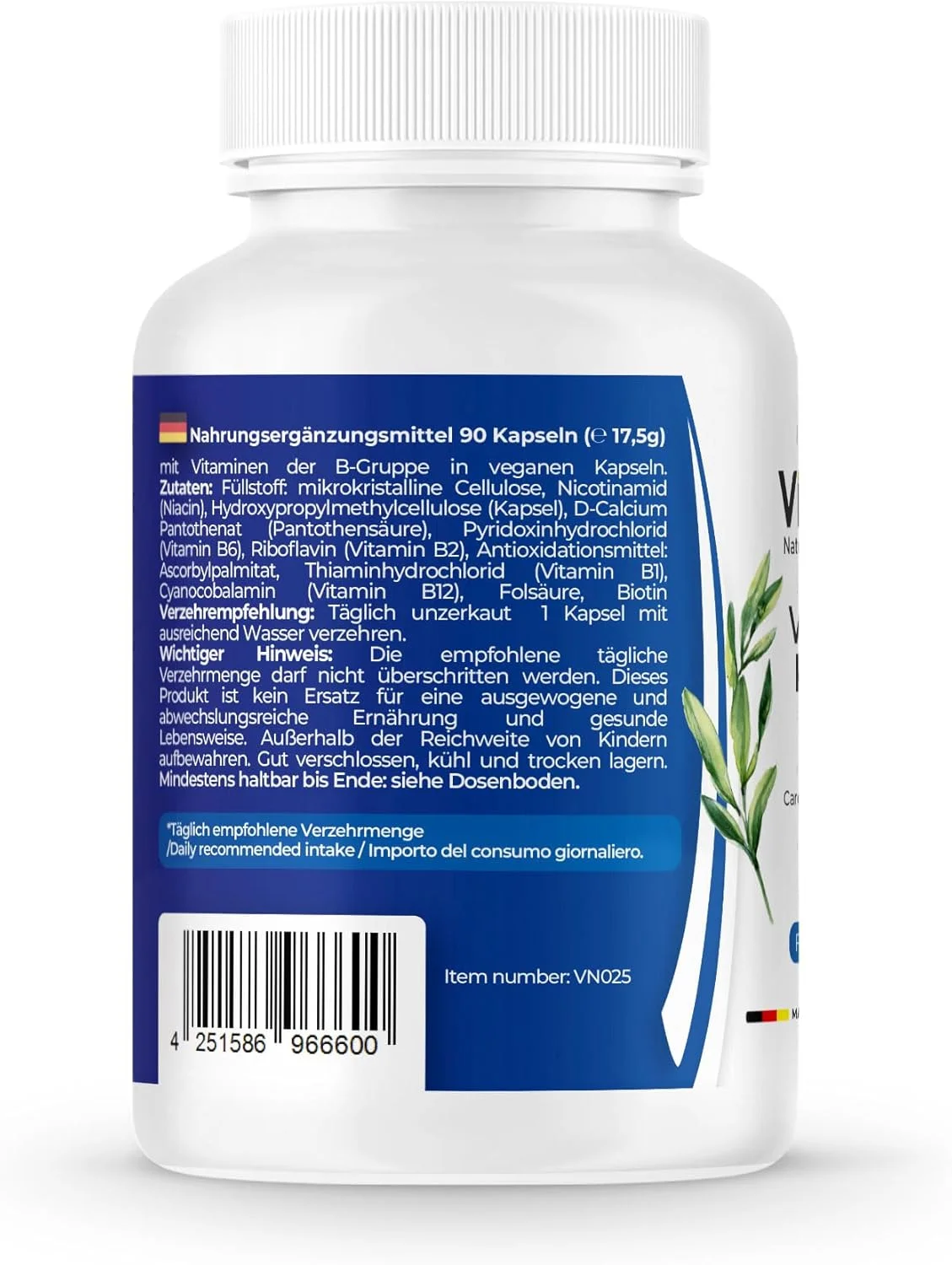 کمپلکس ویتامین B ممتاز + بیوتین، 90 کپسول گیاهی