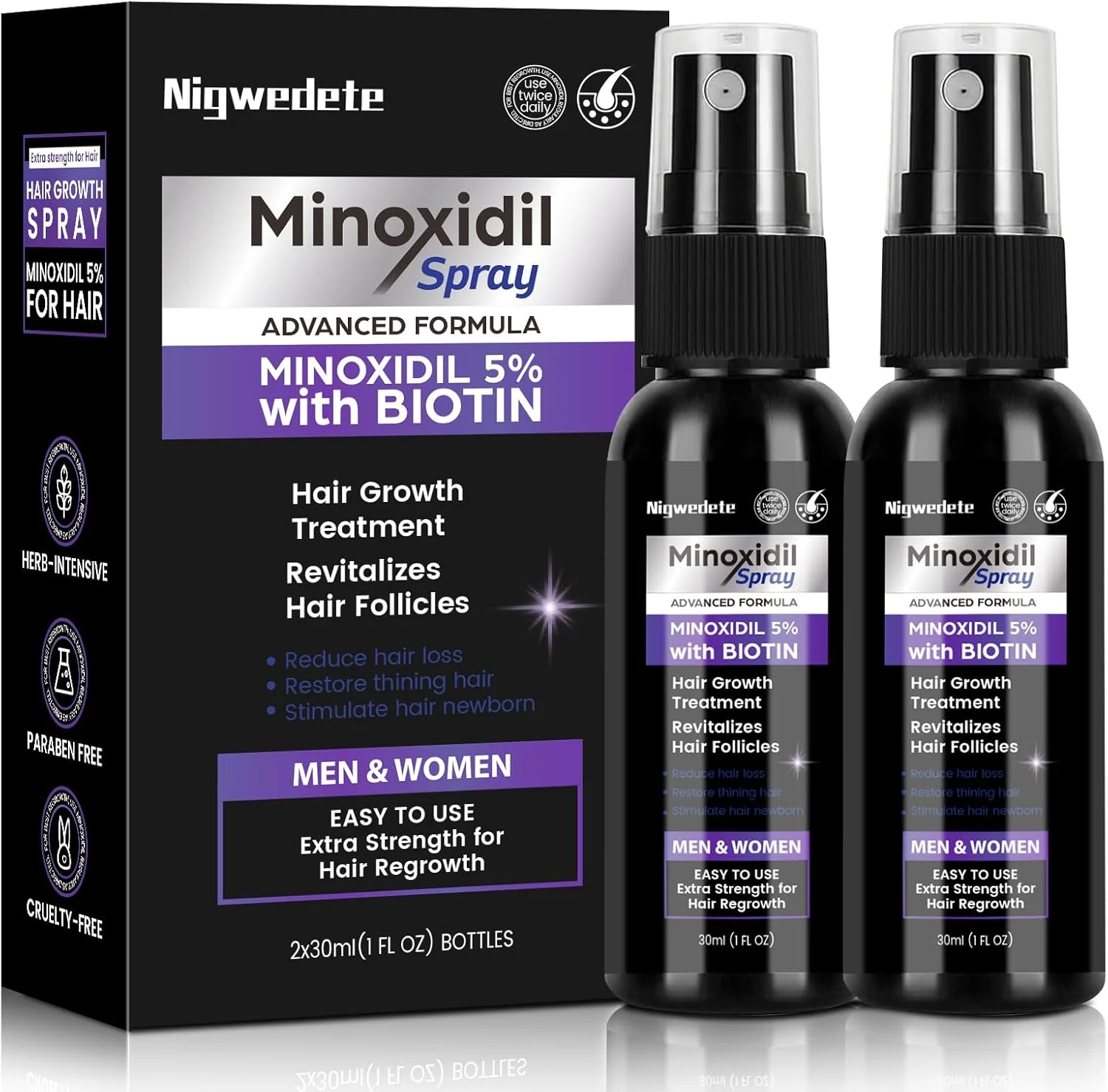 محلول موضعی پیشرفته 5% برای رشد مو حاوی بیوتین، روغن کرچک و عصاره زنجبیل، درمان رشد مو و جلوگیری از ریزش مو، تامین 2 ماهه