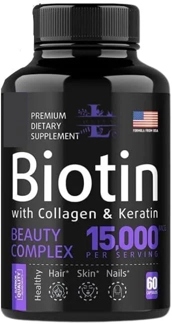 لویسا پیور بیوتین با کلاژن و کراتین 15000 میکروگرم - پشتیبانی از مو، پوست و ناخن | تقویت رشد و استحکام مو، کمک به داشتن پوستی درخشان، ناخن های سالم و قوی تر