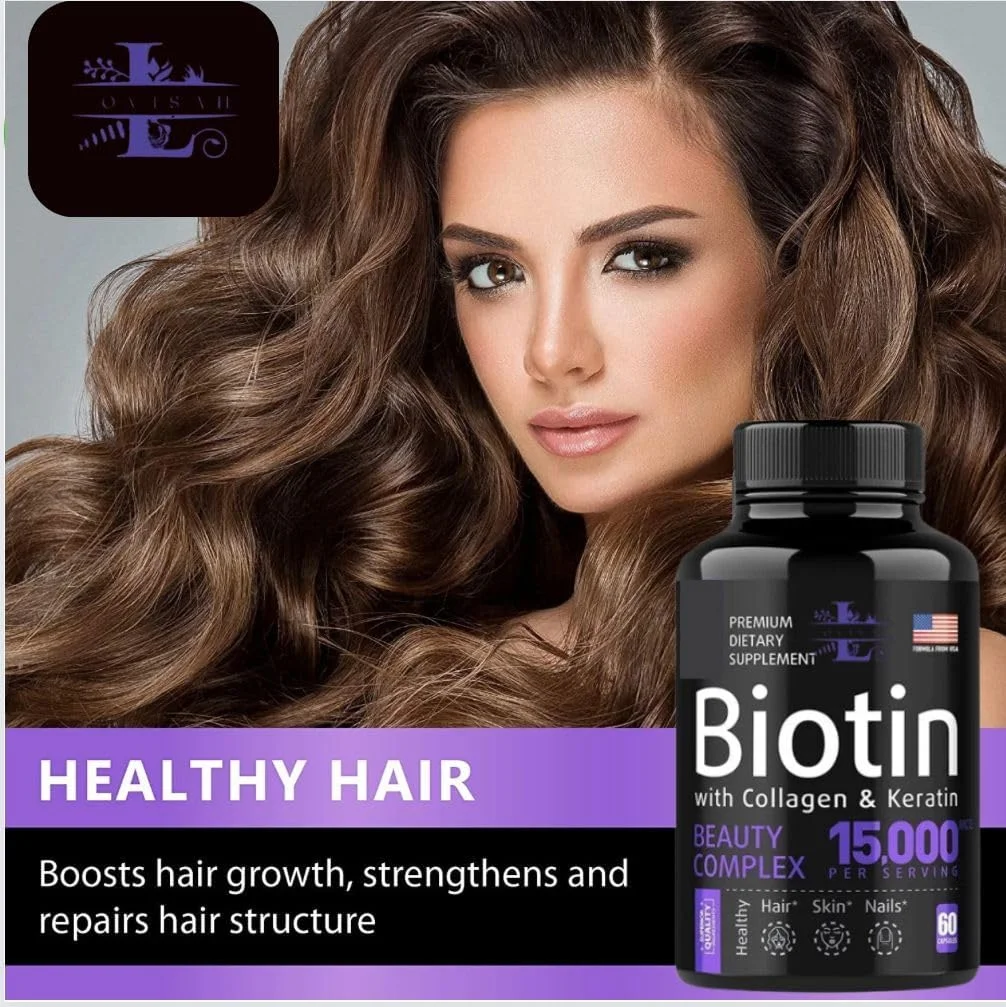 لویسا پیور بیوتین با کلاژن و کراتین 15000 میکروگرم - پشتیبانی از مو، پوست و ناخن | تقویت رشد و استحکام مو، کمک به داشتن پوستی درخشان، ناخن های سالم و قوی تر