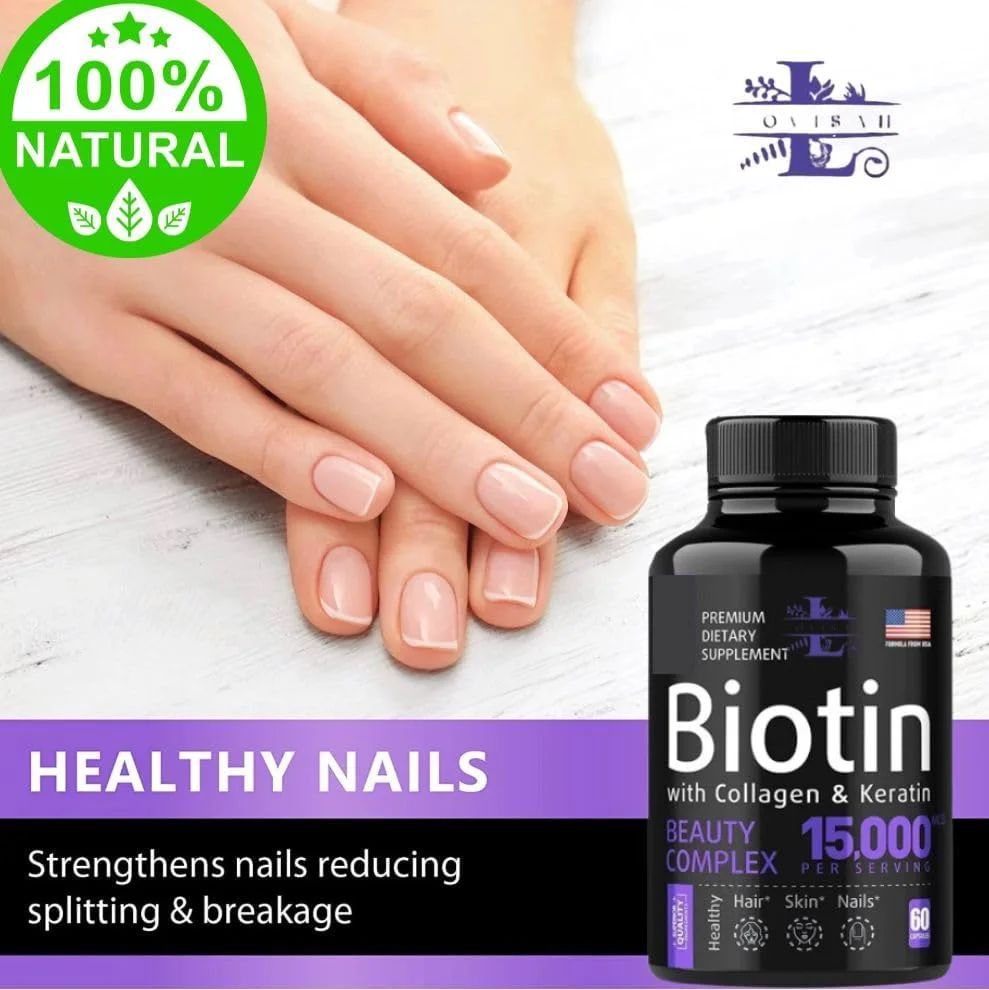 لویسا پیور بیوتین با کلاژن و کراتین 15000 میکروگرم - پشتیبانی از مو، پوست و ناخن | تقویت رشد و استحکام مو، کمک به داشتن پوستی درخشان، ناخن های سالم و قوی تر