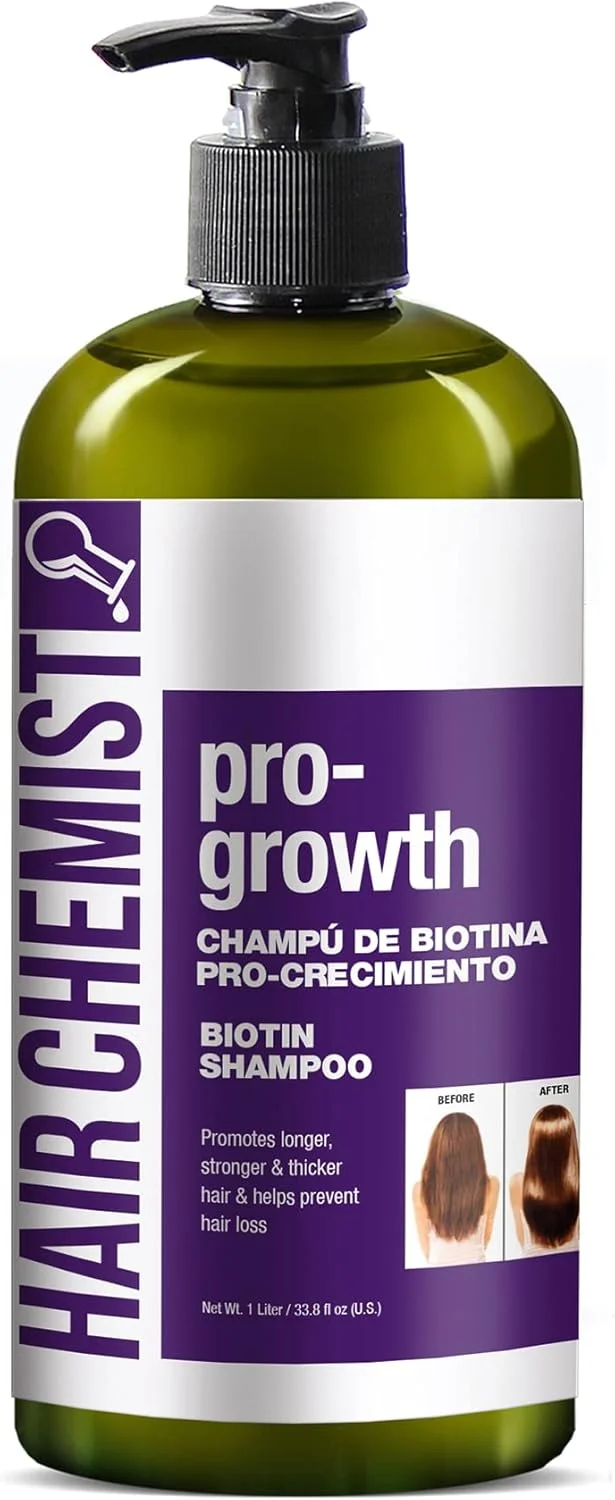 شامپو تقویت کننده مو Hair Chemist Pro-Growth با بیوتین 1000 میلی لیتر - شامپو بیوتین برای موهای نازک و کم پشت
