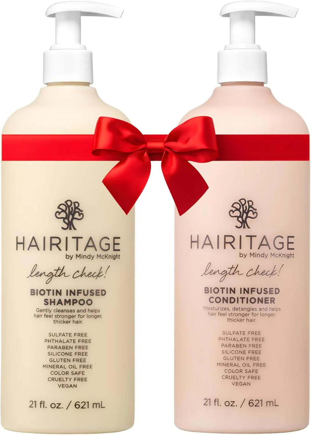 مجموعه شامپو و نرم کننده حاوی بیوتین و روغن کرچک هریتج - حجم دهنده + مرطوب کننده - بدون سولفات + ایمن برای موهای رنگ شده - شامپو و نرم کننده آبرسان و ترمیم کننده مو برای خانم ها و آقایان