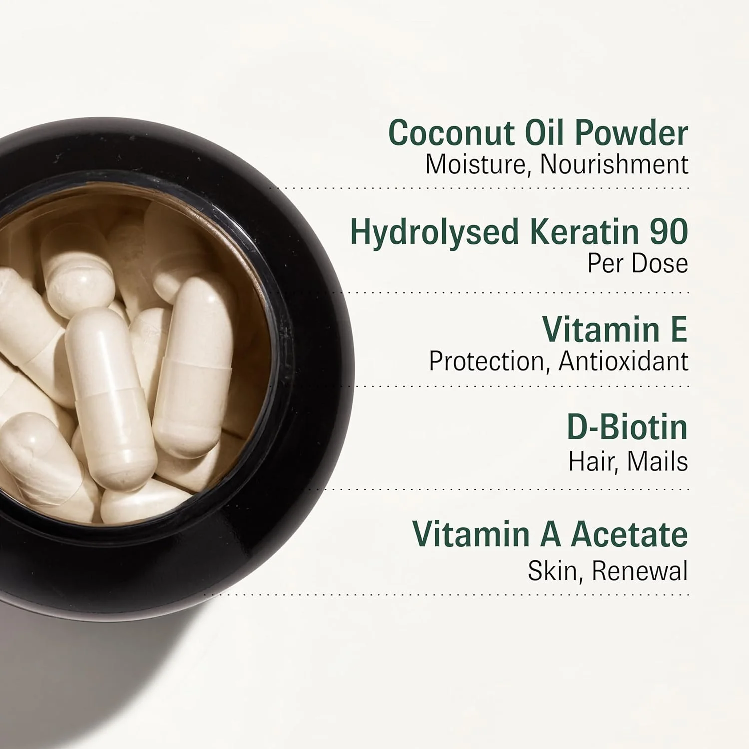 فرمول پیچیده مو - بیوتین و کراتین با ویتامین A و E و نارگیل - قدرت بالا - تامین 2 ماهه - مواد اولیه ممتاز - 100% مواد جانبی طبیعی - برای مو و پوست قوی تر - ساخت انگلستان