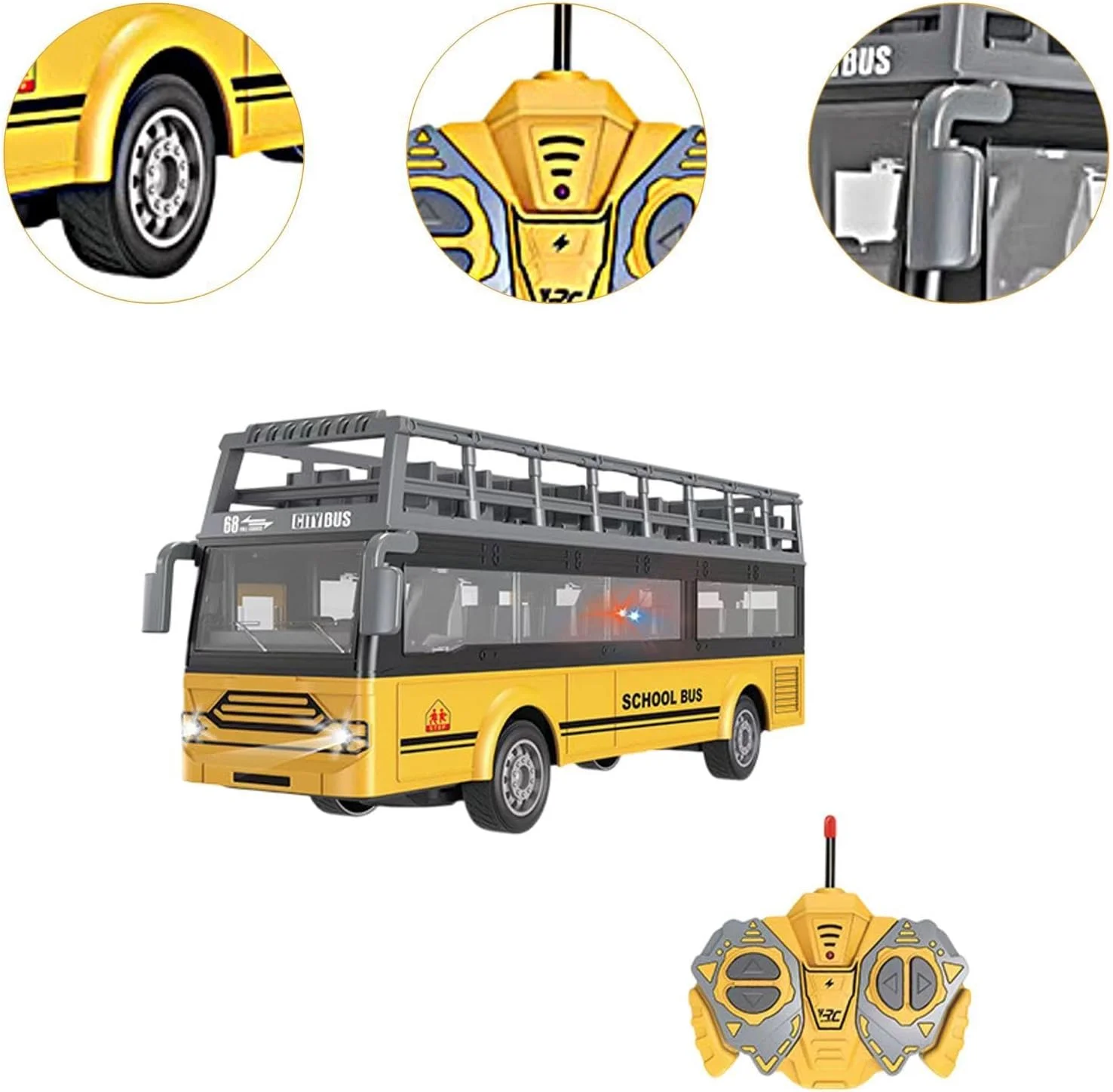 اتوبوس کنترلی Lyla مدل اتومبیل های کنترلی 1/30، مدل اتوبوس دو طبقه کلاسیک با قابلیت باز شدن درب