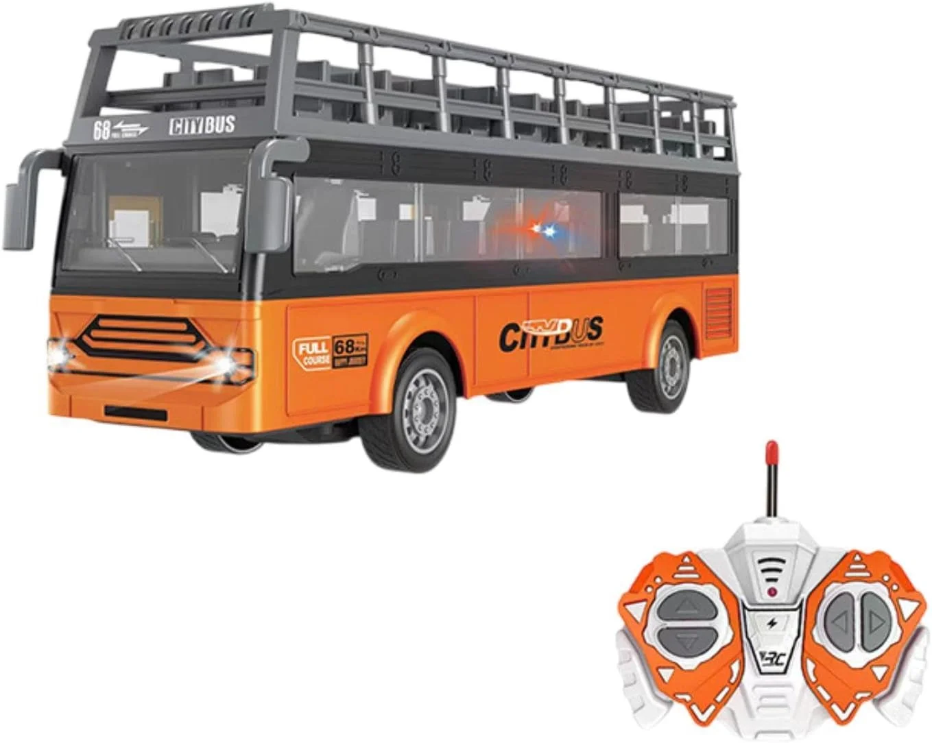 اتوبوس اسباب بازی کنترلی ATORSE مدل اتوبوس دو طبقه، مقیاس 1:30، درب بازشو