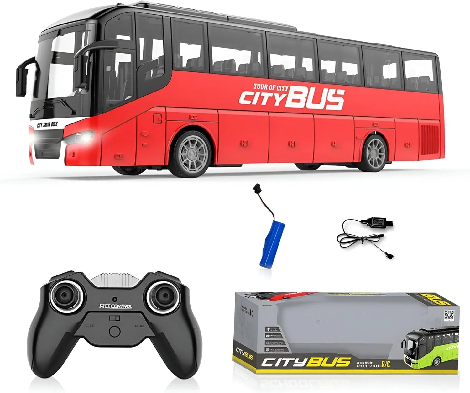 اتوبوس اسباب بازی لوکس و بلند با فرکانس 2.4 گیگاهرتز برای کودکان، اتوبوس اسباب بازی چهار چرخ متحرک با نور و صدا - چند رنگ اتوبوس اسباب بازی لوکس و بلند با فرکانس 2.4 گیگاهرتز برای کودکان، اتوبوس اسباب بازی چهار چرخ متحرک با نور و صدا - چند رنگ