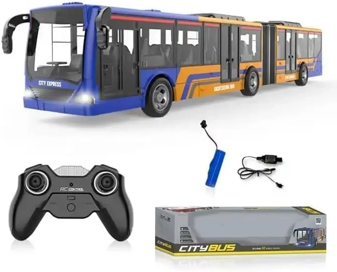 اتوبوس کنترلی 4 کاناله جترا 2.4 گیگاهرتز، مدل اتوبوس RC با عملکرد کامل، دارای چراغ های واقعی و لاستیک های لاستیکی - چند رنگ