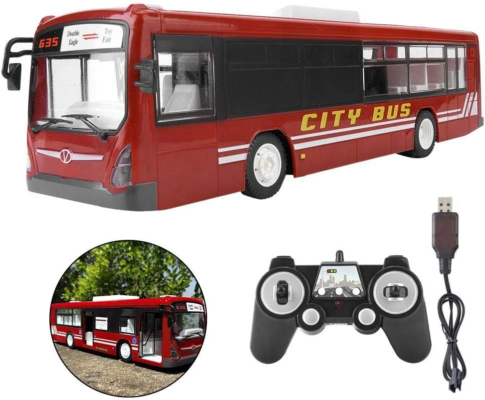 اتوبوس اسباب بازی کنترلی، جلوه صوتی شبیه سازی اتوبوس با چراغ LED، هدیه ای برای کودکان 3 سال به بالا (قرمز)