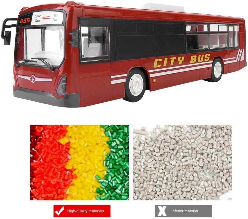 اتوبوس اسباب بازی کنترلی، جلوه صوتی شبیه سازی اتوبوس با چراغ LED، هدیه ای برای کودکان 3 سال به بالا (قرمز)