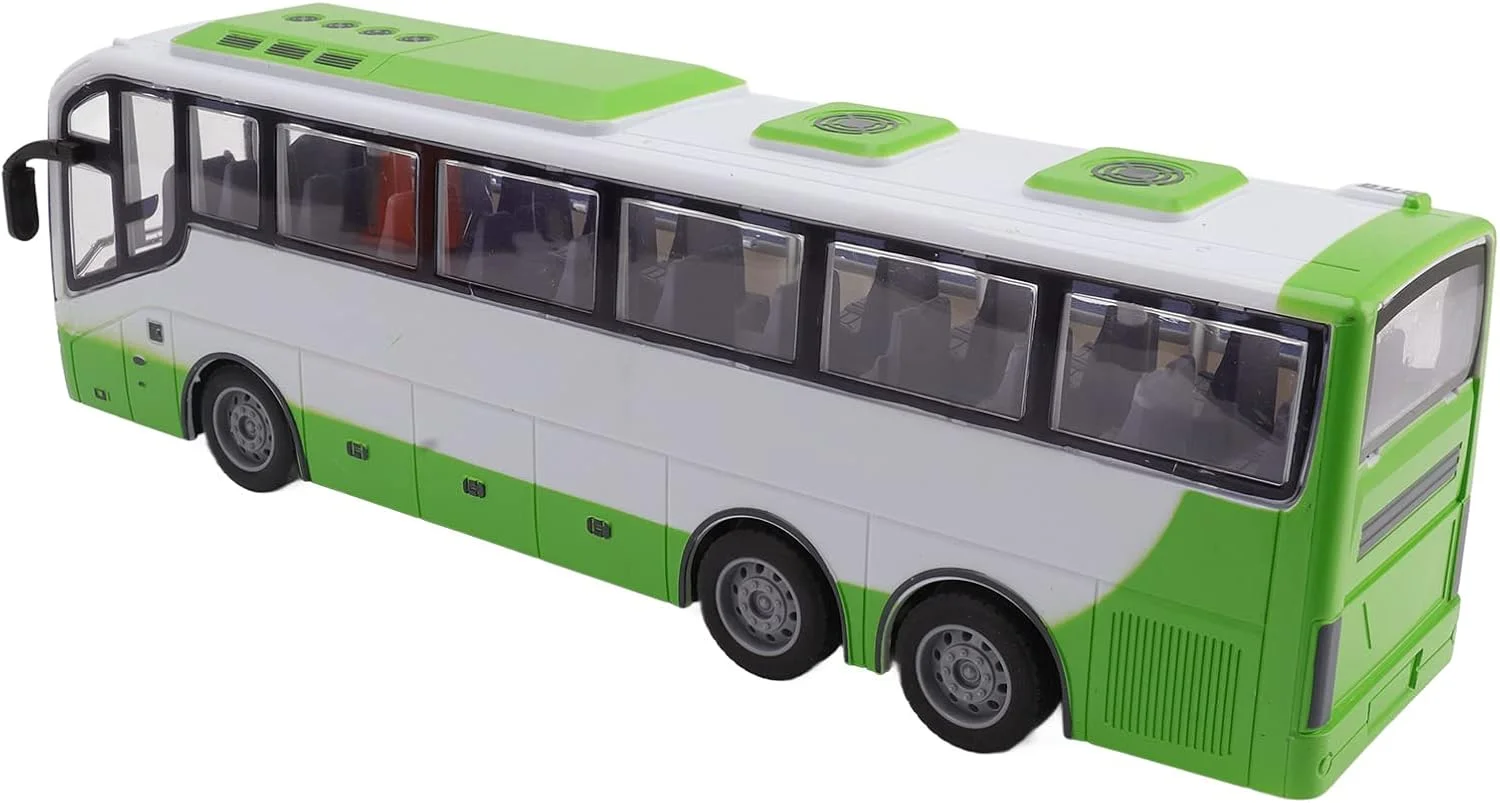 اتوبوس کنترلی مدل اتوبوس برقی آرسی 1/30 با رنگ های زنده، اسباب بازی های آموزشی کنترلی بزرگ برای کودکان بالای 3 سال (سفید سبز)