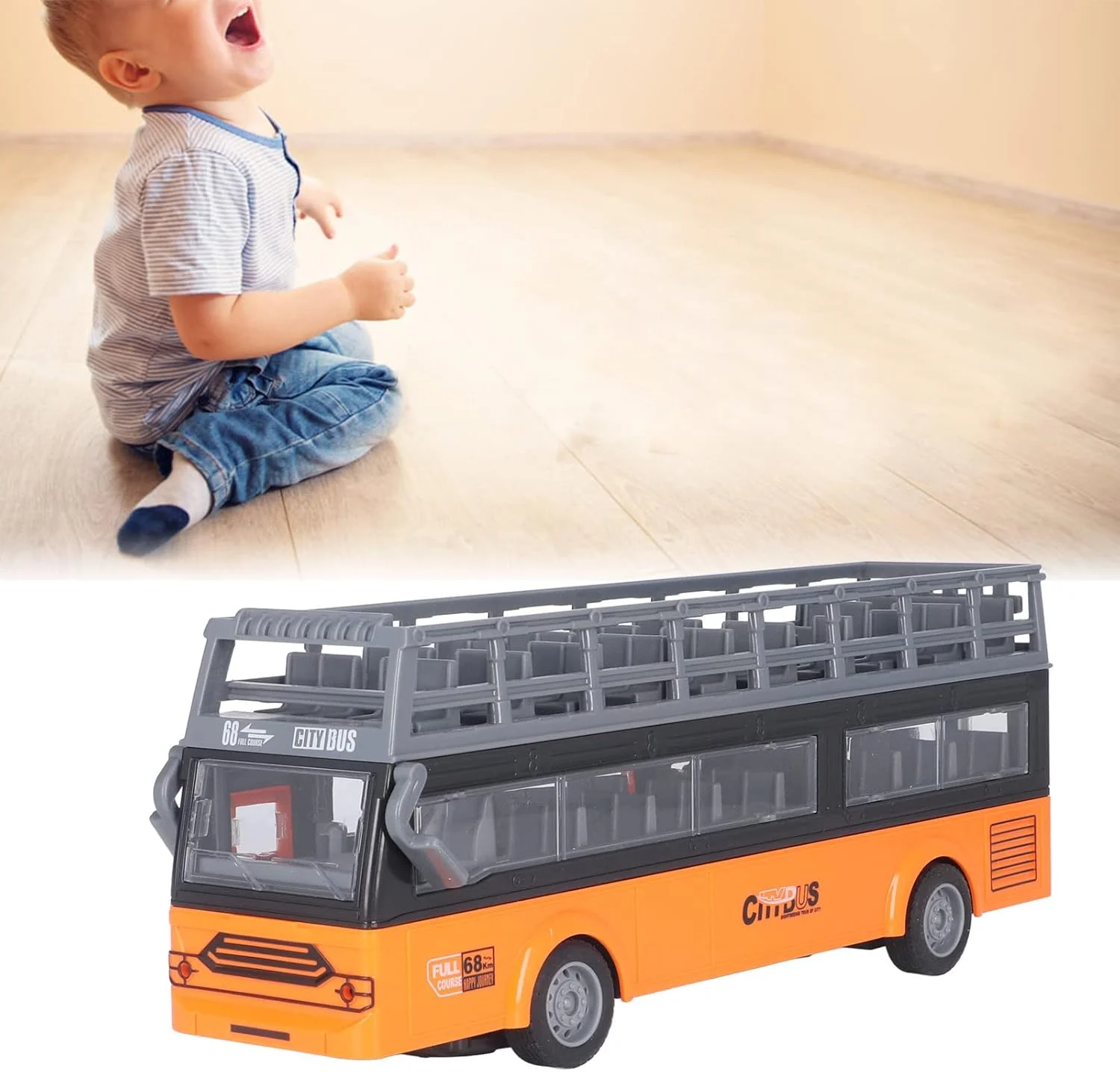 اتوبوس دو طبقه کنترلی، اتوبوس کنترل از راه دور با قابلیت باز شدن درها، کنترل آسان 4 کانال برای اسباب بازی کودکان 3 سال به بالا مدل QH204 اتوبوس گردشگری