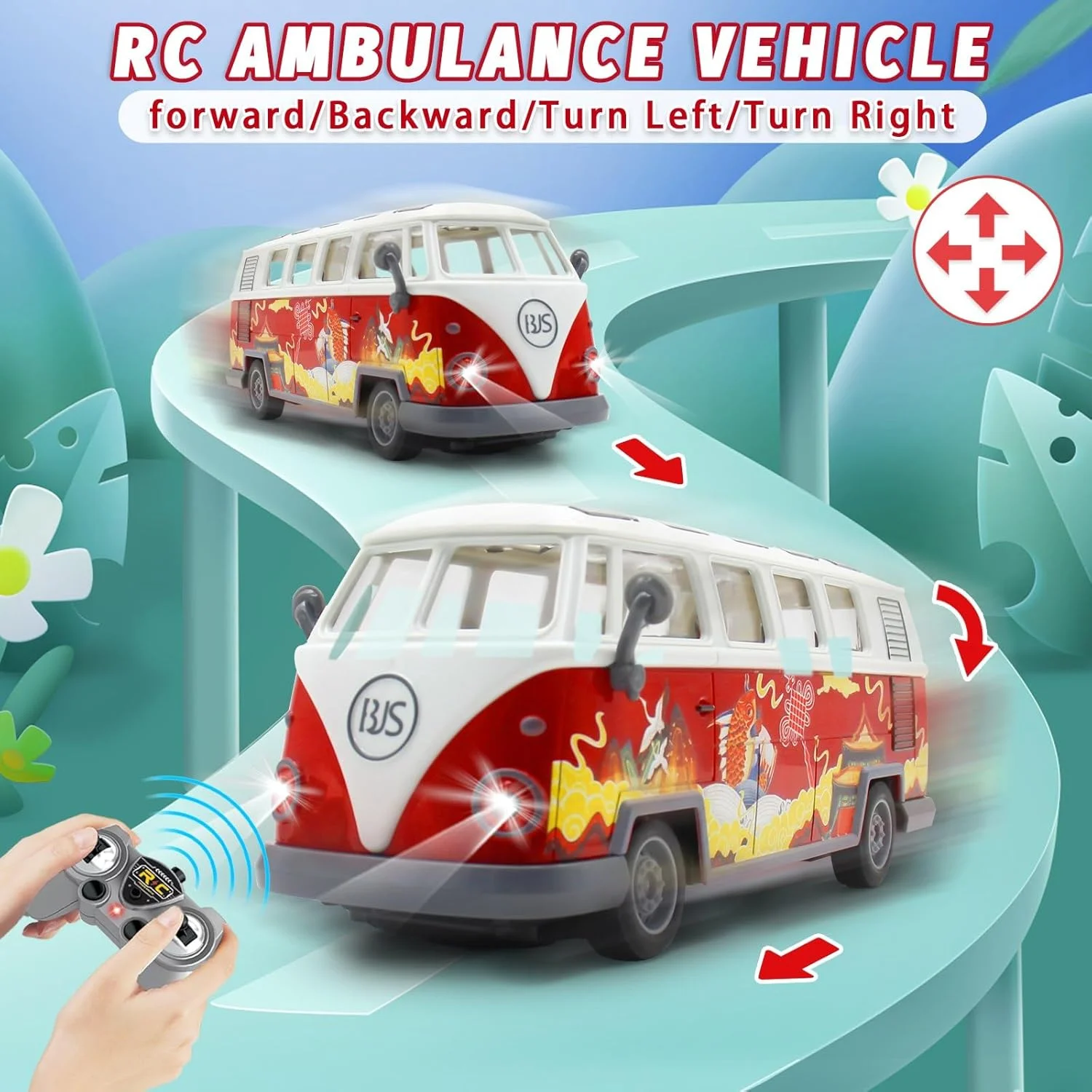 اتوبوس کنترلی Spobot، اتوبوس کلاسیک فولکس واگن مدل 1962 با برچسب، مدل کامیون قدیمی با چراغ و صدا، مجموعه ماشین های اسباب بازی وسایل نقلیه الکتریکی برای کودکان