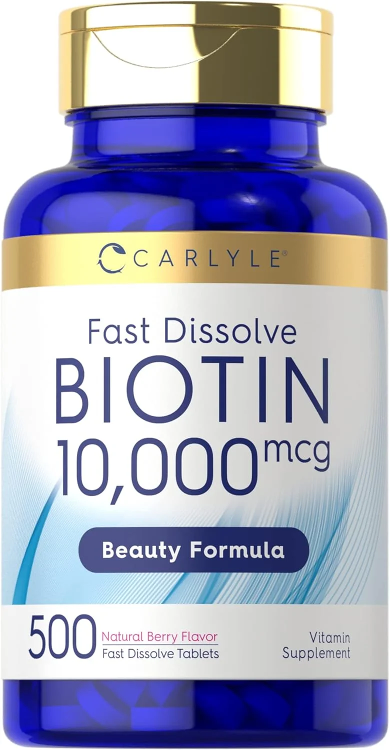 کارلایل بیوتین 10000 میکروگرم | 500 قرص سریع حل شونده | حداکثر قدرت | مکمل گیاهی، غیر تراریخته و بدون گلوتن