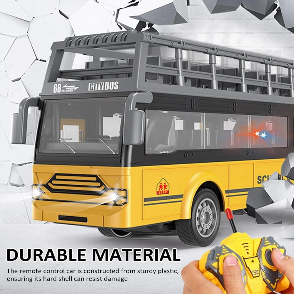 اتوبوس مدرسه کنترلی Labymos، ماشین کنترلی با مقیاس 1/30، 4 کانال، دارای نور، موسیقی و درب های بازشو، اسباب بازی تعاملی والدین و کودک