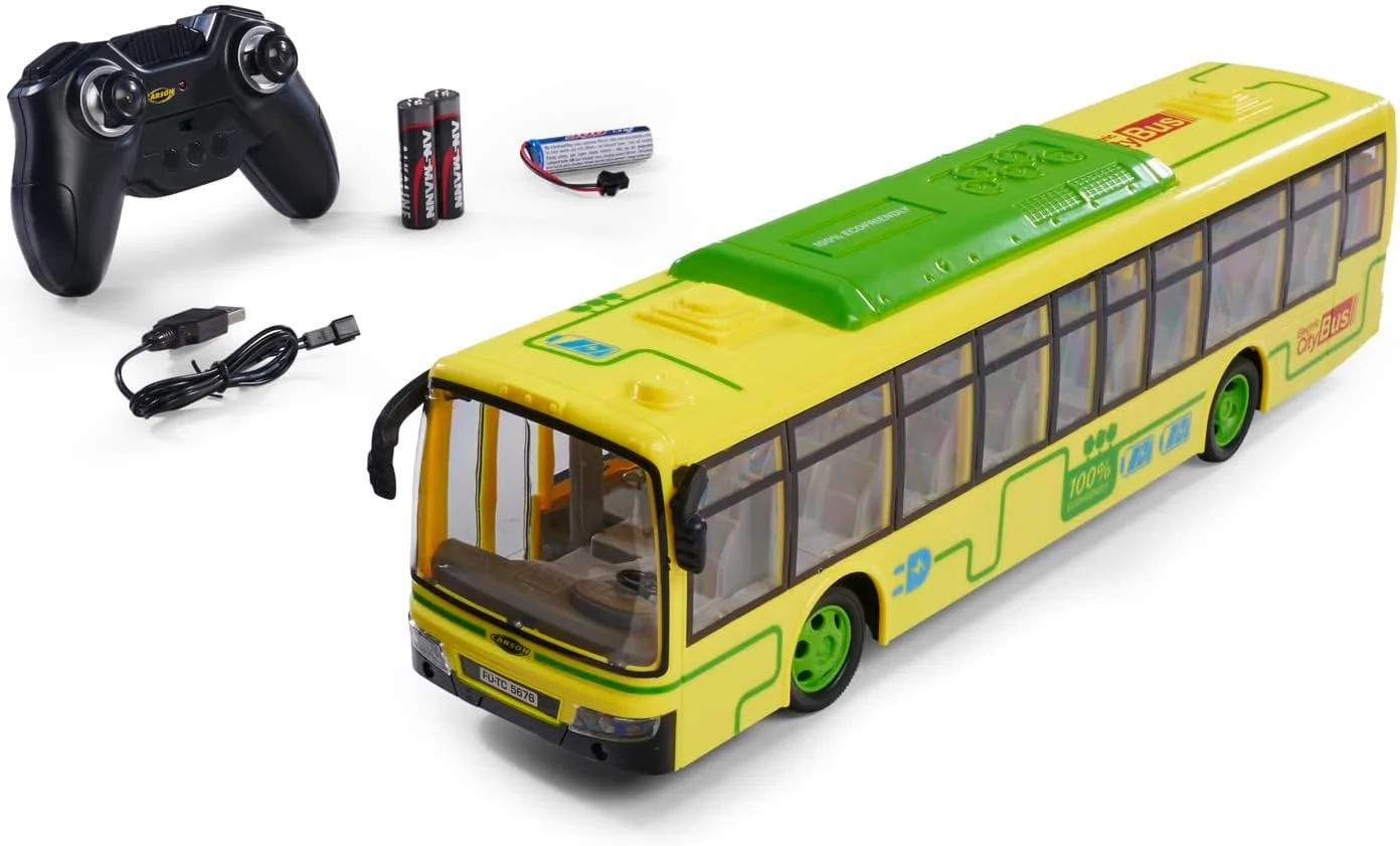اتوبوس شهری الکتریکی کارسون 500404282 2.4 گیگاهرتز 100% RTR - 100% آماده حرکت، اتوبوس اسباب بازی، ماشین اسباب بازی، ماشین کنترل از راه دور، برای کودکان از 8 سال، زمان رانندگی تقریباً 60 دقیقه، رنگارنگ