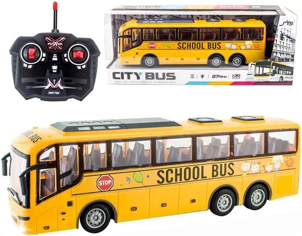 اتوبوس کنترلی بی سیم 4 کاناله با چراغ و شبیه سازی مدل اتوبوس مدرسه و اتوبوس توریستی