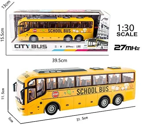 اتوبوس کنترلی بی سیم 4 کاناله با چراغ و شبیه سازی مدل اتوبوس مدرسه و اتوبوس توریستی