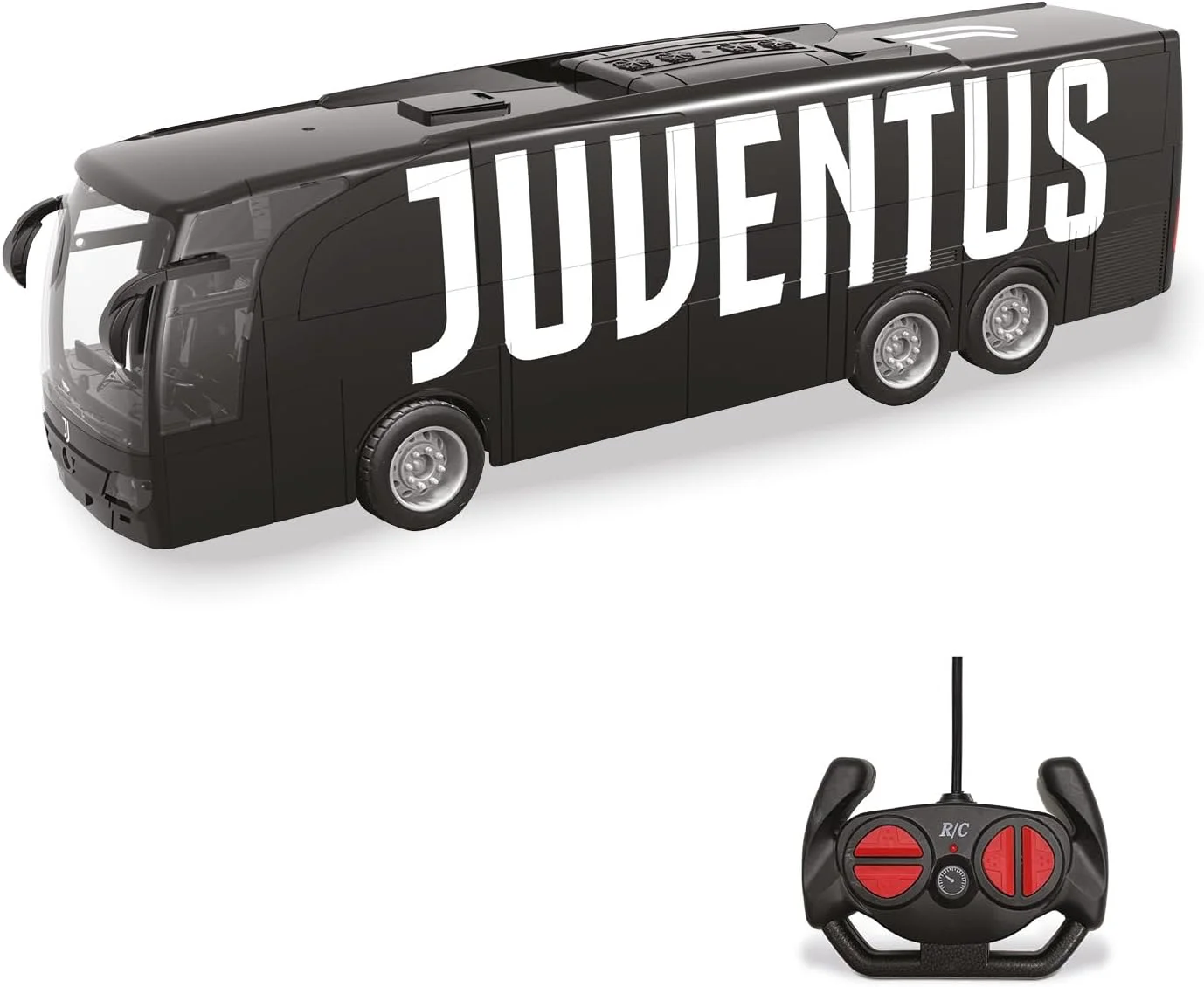 اتوبوس کنترلی مدل یوونتوس موندو موتورز، طول 33 سانتی متر، شامل باتری های قابل شارژ، اتوبوس اسباب بازی برای کودکان