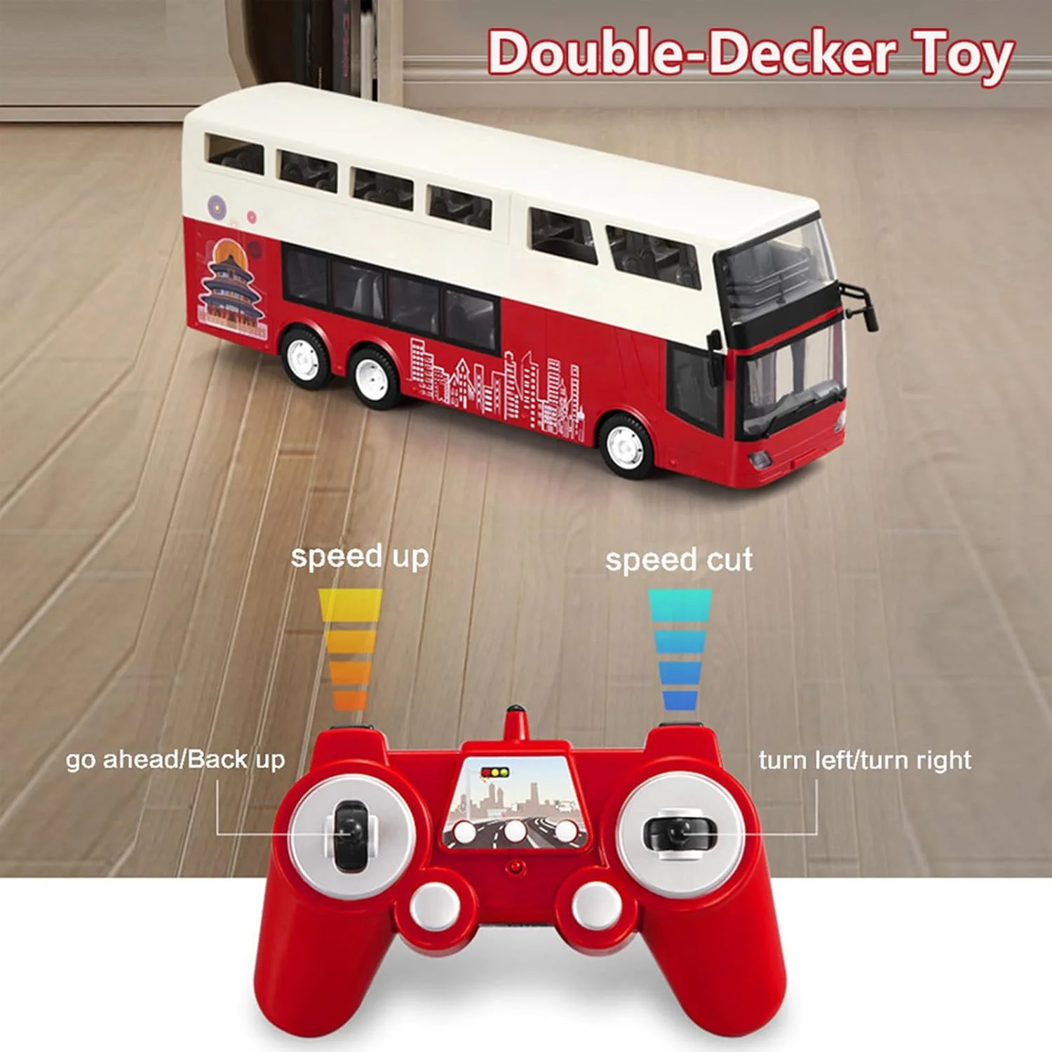 اتوبوس اسباب بازی، مدل E640-001 اتوبوس دو طبقه توریستی با کنترل از راه دور، مدل اتوبوس DIY برای کودکان