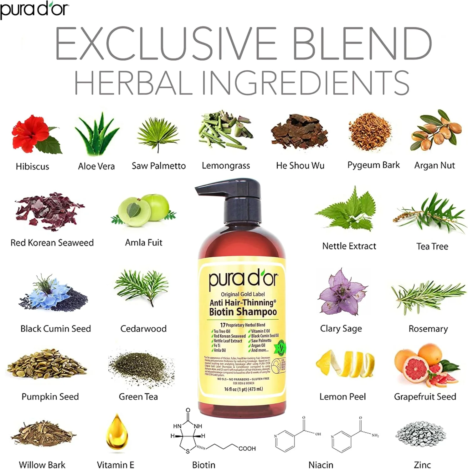 شامپو و نرم کننده تقویت کننده موی سر حاوی بیوتین پورا دور، محصولات ضخیم کننده مسدود کننده DHT برای زنان و مردان، مناسب موهای رنگ شده، ست مراقبت از مو گلد لیبل اورجینال 473ml x2 شامپو و نرم کننده تقویت کننده موی سر حاوی بیوتین پورا دور، محصولات ضخیم کننده مسدود کننده DHT برای زنان و مردان، مناسب موهای رنگ شده، ست مراقبت از مو گلد لیبل اورجینال 473ml x2