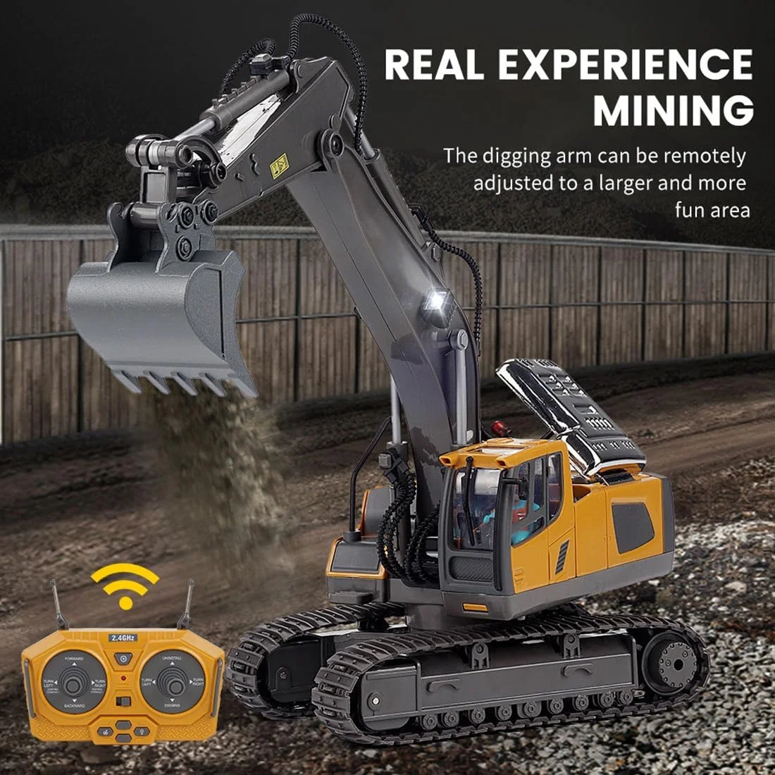 مینی بیل مکانیکی کنترل از راه دور برای پسران، بیل مکانیکی آلیاژی آرسی با مقیاس ۱/۲۴، ۲.۴ گیگاهرتز و ۹ کانال با جلوه های نوری و صوتی، ایده آل برای علاقه مندان به وسایل نقلیه ساختمانی آرسی مینی بیل مکانیکی کنترل از راه دور برای پسران، بیل مکانیکی آلیاژی آرسی با مقیاس ۱/۲۴، ۲.۴ گیگاهرتز و ۹ کانال با جلوه های نوری و صوتی، ایده آل برای علاقه مندان به وسایل نقلیه ساختمانی آرسی