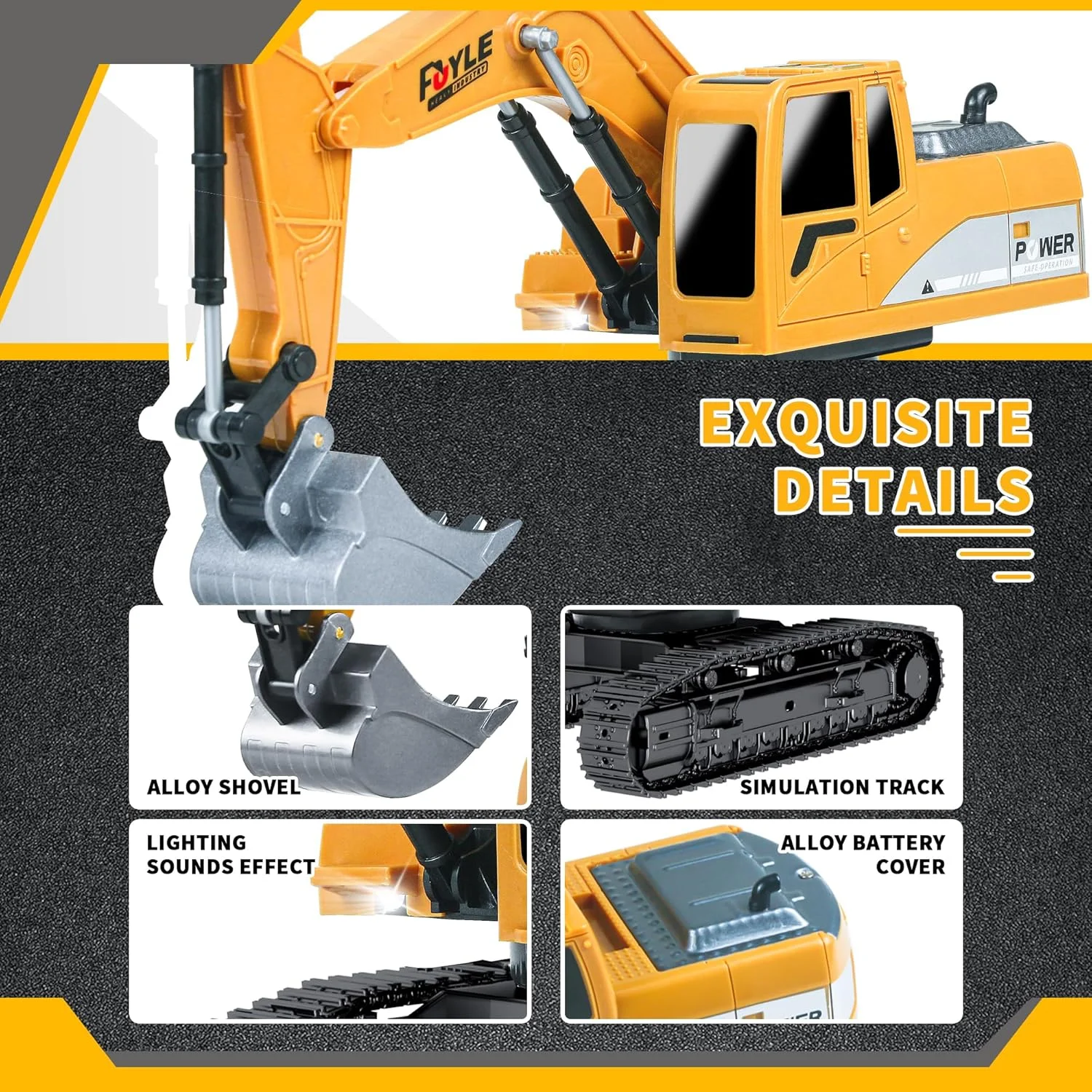 اسباب بازی بیل مکانیکی کنترلی، بیل مکانیکی آرسی 2.4 گیگاهرتزی برای پسران 3 4 5 6 7 8 ساله، کامیون بیل مکانیکی 1:24 برای پسران با بیل فلزی، چراغ ها و صدا، چرخش 680 درجه اسباب بازی بیل مکانیکی کنترلی، بیل مکانیکی آرسی 2.4 گیگاهرتزی برای پسران 3 4 5 6 7 8 ساله، کامیون بیل مکانیکی 1:24 برای پسران با بیل فلزی، چراغ ها و صدا، چرخش 680 درجه