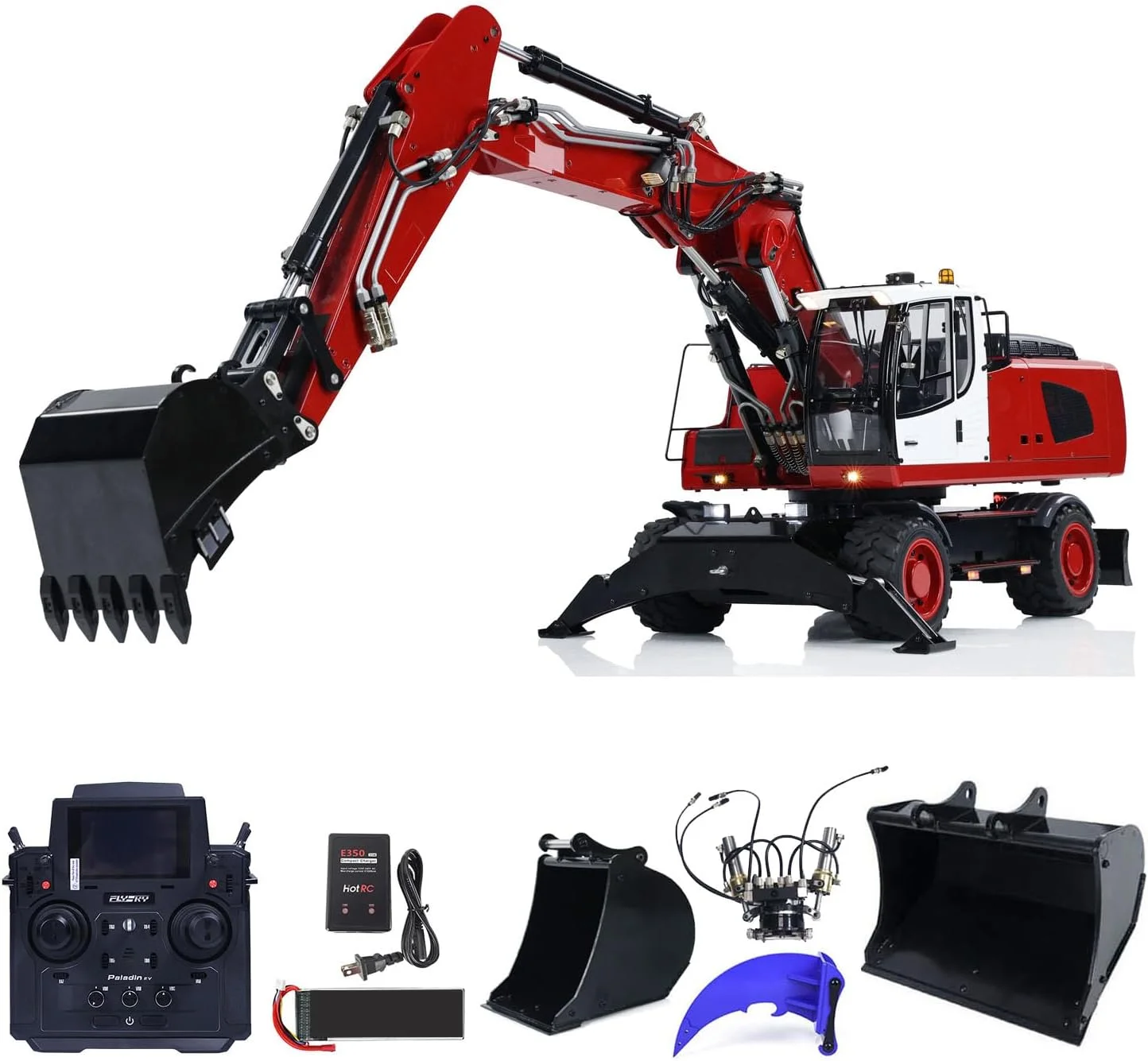 بیل مکانیکی چرخ دار هیدرولیک آرسی مقیاس 1/14 مدل 946، ماشین آلات ساختمانی کنترل از راه دور برای سرگرمی