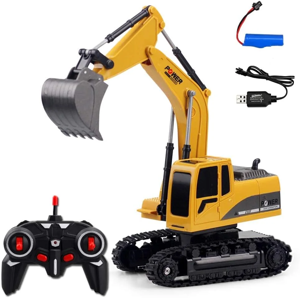 بیل مکانیکی برقی کنترل از راه دور بی سیم کانال ها، اسباب بازی تراکتور ساختمانی (چند رنگ)