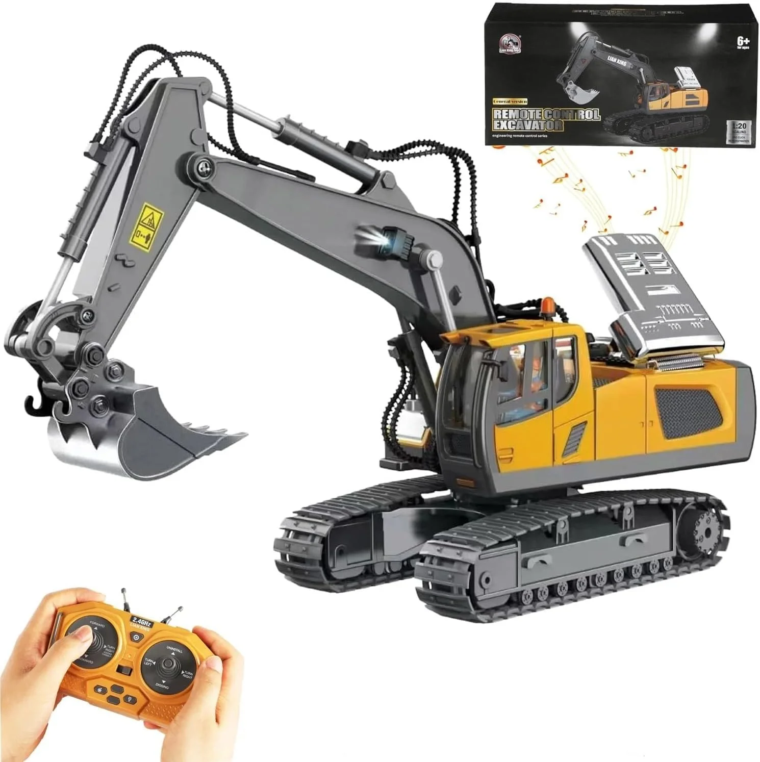 اسباب بازی بیل مکانیکی کنترلی بی سیم 2.4G، ماشین های حفاری کنترل از راه دور، اسباب بازی های مهندسی با بیل فلزی، ایده های هدیه برای پسران/کودکان 3 تا 10+ سال