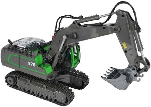 بیل مکانیکی کنترلی 2.4 گیگاهرتزی، اسباب بازی برای پسران 6-12 سال، ماشین های ساختمانی آرسی 11 کاناله قابل شارژ با بیل فلزی نور و صدا، هدیه تولد برای کودکان 7 8 9 10+ سال