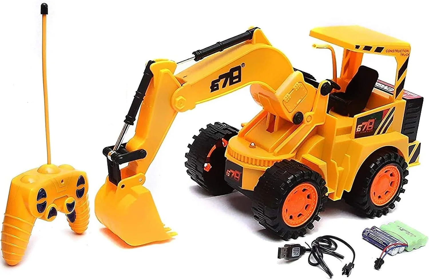 اسباب بازی ماشین راهسازی بیل مکانیکی و بولدوزر کنترلی بی سیم، کامیون هیولا قدرتمند (بیل مکانیکی قدرتی)