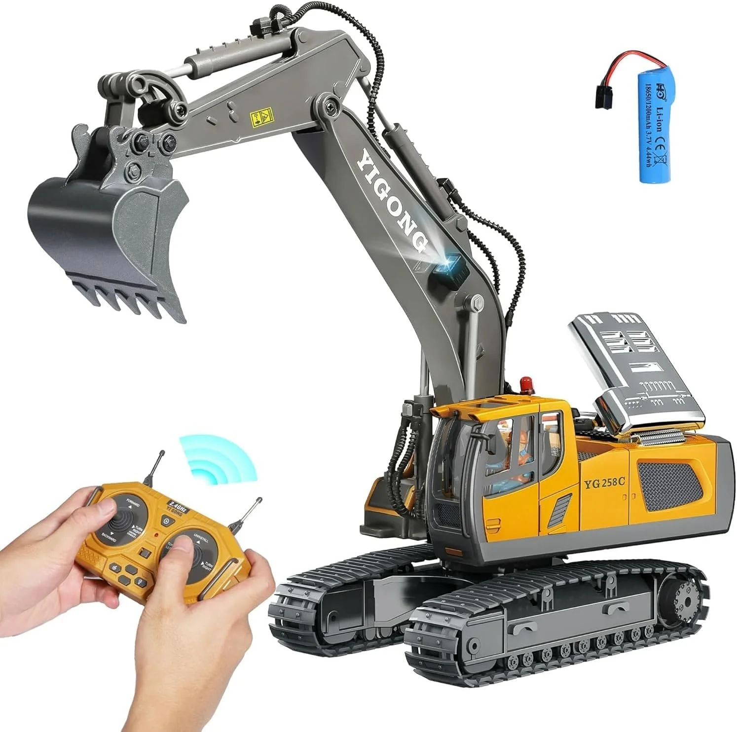 اسباب بازی بیل مکانیکی کنترلی 1:20، ماشین های ساختمانی شارژی RC، 11 کانال 2.4 گیگاهرتز، اسباب بازی حفاری با عملکرد کامل با صدا و نور برای پسران و دختران، چند رنگ